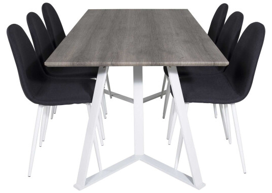 Venture Design Marina & Polar spisegruppe Svart/brun 4 stoler & bord 180 x 90 cm