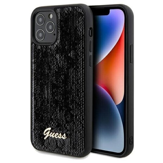 Guess Iphone 12/iphone 12 Pro Deksel Sequin Svart