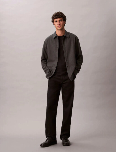 Calvin Klein Ls Melange Flannel Easy Shirt - Grey - M