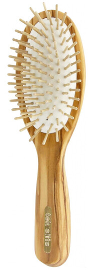 Tek Big Oval Brush In Olive Wood With Short Wooden Pins