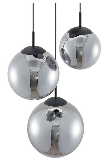 Lindby Teeja hengelampe, 3 glasskuler, røykgrå Lindby Teeja hengelampe, 3 glasskuler, røykgrå