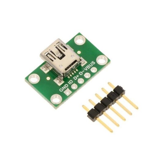 MiniUSB type B breakout-modul til koblingsbrett 5-pinners MiniUSB type B breakout-modul til koblingsbrett 5-pinners