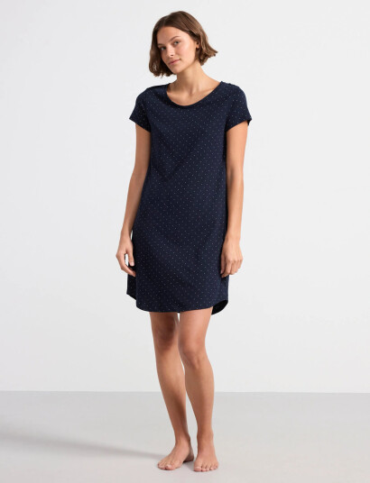 Lindex Nightdress Big Tee Aop Dots Navy XXXL