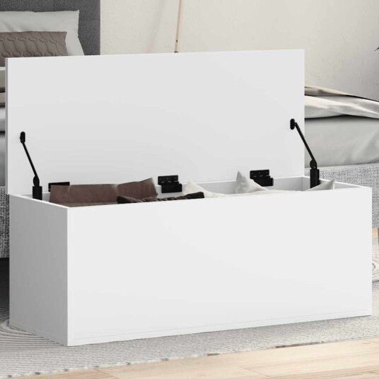 Oppbevaringsboks hvit 90x35x35 cm konstruert tre Oppbevaringsboks hvit 90x35x35 cm konstruert tre
