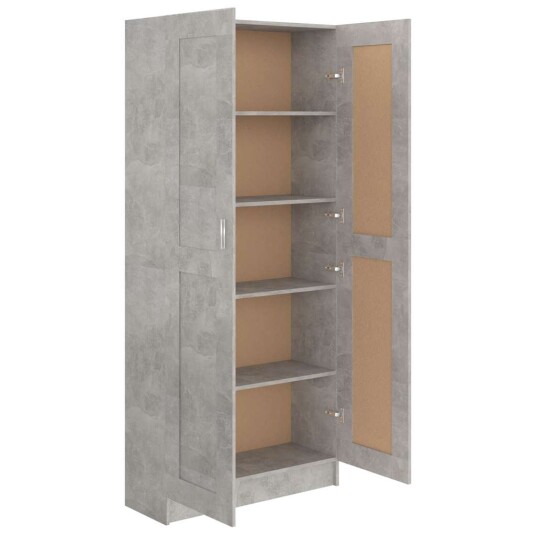 vidaXL Bokhylle betonggr? 82,5x30,5x185,5 cm sponplate