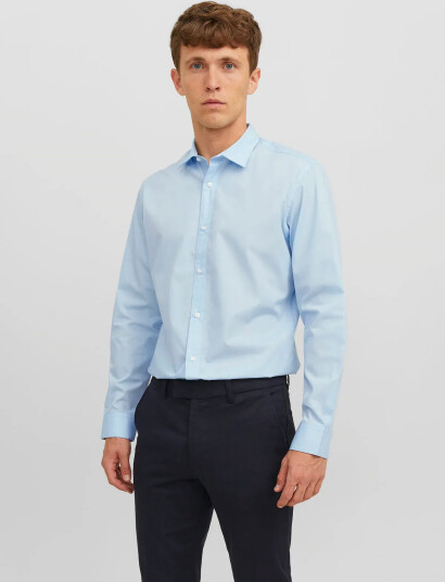 Jack & Jones Jjjoe Shirt Ls Plain - Blue - XL