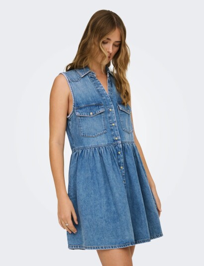 ONLY Onlcyrus Sl Short Dnm Dress Akm   Blue   XL