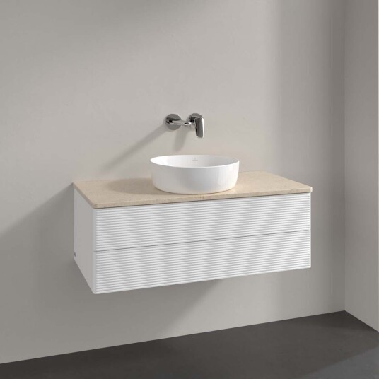 Villeroy & Boch Antao Servantskap med 2 skuffer 100x50x36 cm u/lys Hvit Matt/Crème Villeroy & Boch Antao Servantskap med 2 skuffer 100x50x36 cm u/lys Hvit Matt/Crème