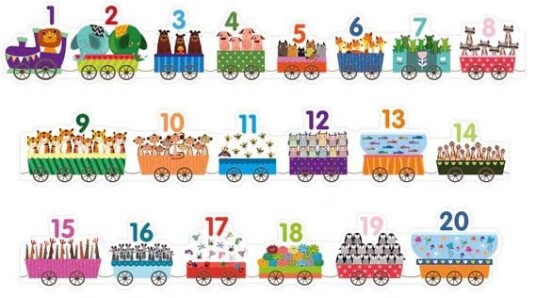123 Togpuslespil Med Sjove Dyr 1-10