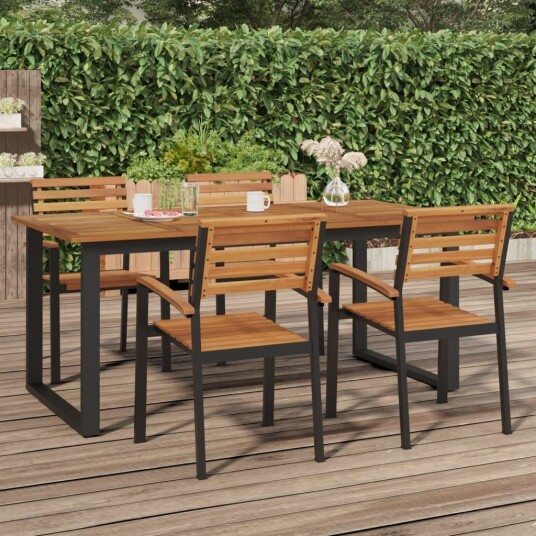 vidaXL Hagebord med U ben 180x90x75 cm heltre akasie