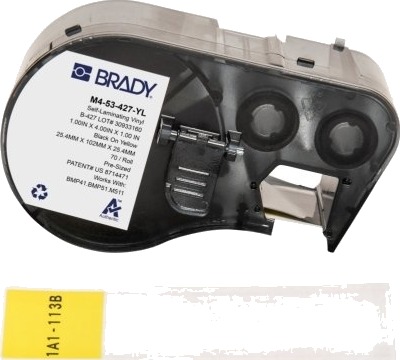 Brady M4 53 427 Yl Sort Gult Selvklebende Skriveretikett Vinyl Trermisk Overføring Akryl Permanent