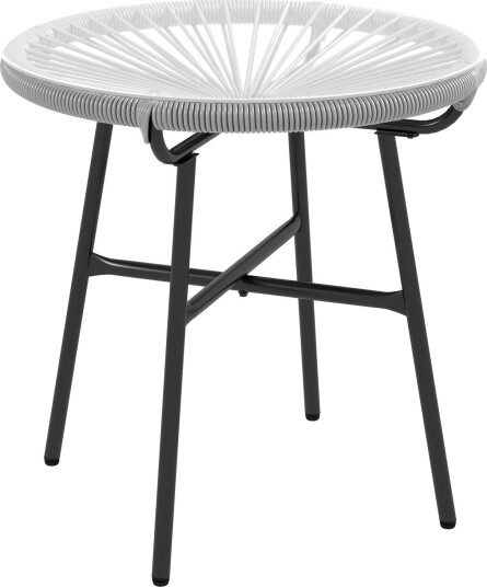 Rundt rottingbord med glass sort/grå 50cm