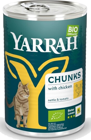Yarrah Organic Chunks Økologisk Kylling Med Brennesler & Tomat I Saus 24 X 405 G