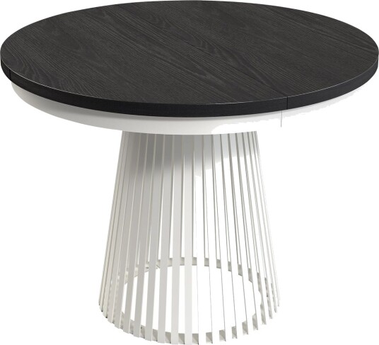 Erylan Spisebord rundt uttrekkbart 100-180 cm - hvit, svart