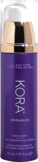 KORA Organics Noni Night AHA Nattserum 30ml - Vegansk, Økologisk, Anti-aldring