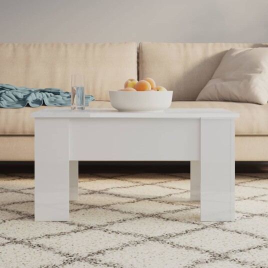vidaXL Salongbord høyglans hvit 79x49x41 cm konstruert tre vidaXL Salongbord høyglans hvit 79x49x41 cm konstruert tre