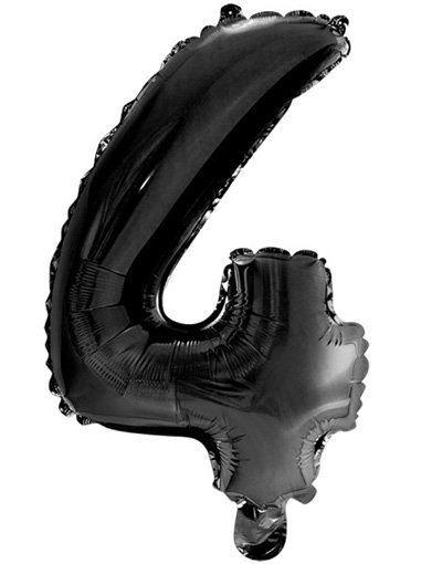 Tallet 4 Svart 41 cm Liten Folieballong