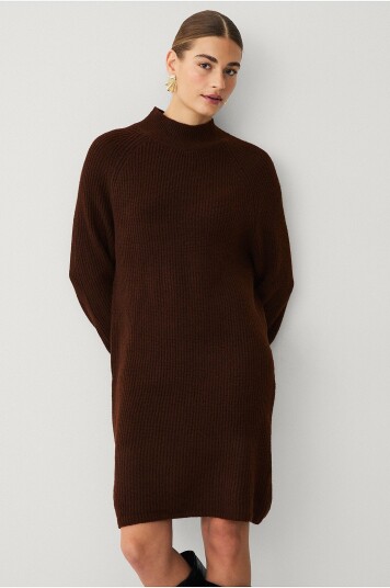 Vila - Kjole viTysla High Neck L/s Knit Dress - Brun Vila - Kjole viTysla High Neck L/s Knit Dress - Brun