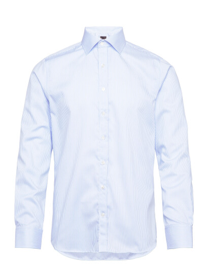 Oscar Jacobson Slim Fit Cut Away Non Iron Banker Stripe - Blue - 41