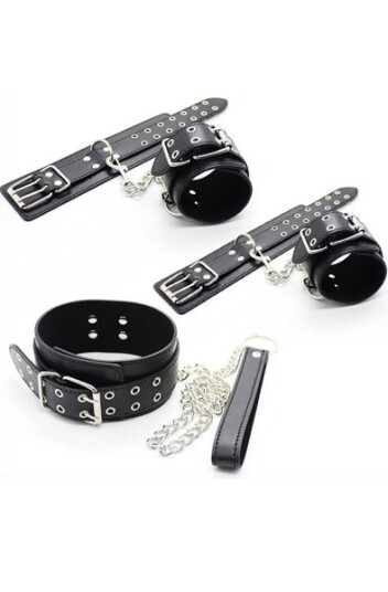 Handcuff & Collar Kit Double Pin Black