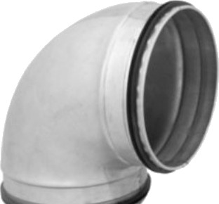 Kort Bøj. Ø200 90 Gr.   Bfk 200 90 Nippel/Nippel Falset Galvaniseret