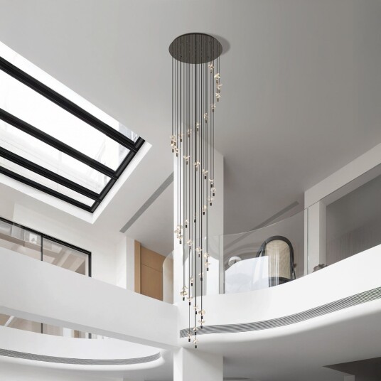Comareira hengelampe nikkel 500 x 78 cm CCT – Stars of Light   Stue   Moderne   Glass   Med flere lyskilder