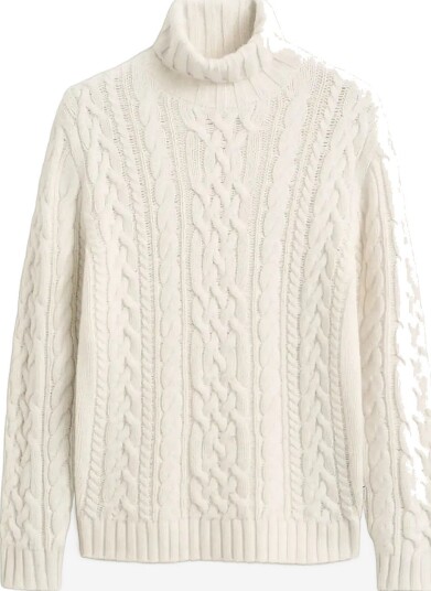 Gant Wool Blend Cable Knit Turtleneck   CREAM   3XL