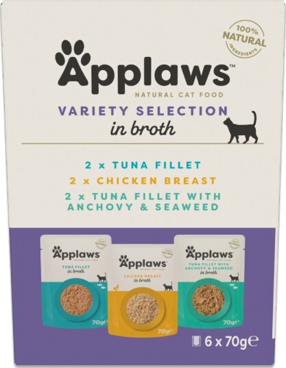 Applaws Våtfôr Pose Med Buljong Mixpakke Tunfisk & 3 Smaker Kylling 6 X 70 G Applaws Våtfôr Pose Med Buljong Mixpakke Tunfisk & 3 Smaker Kylling 6 X 70 G