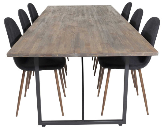 Venture Design Padang & Polar spisegruppe Natur/svart 6 st stoler & bord 250 x 100 cm Venture Design Padang & Polar spisegruppe Natur/svart 6 st stoler & bord 250 x 100 cm