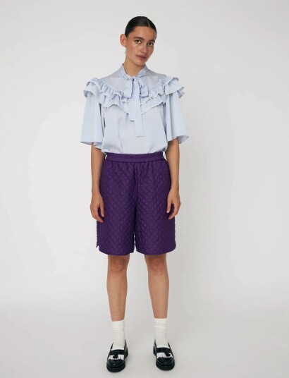 Stella Nova Quilted Silk Shorts Purple 34