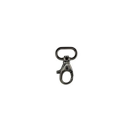Læderiet Karabinhake Gun metall 40x15mm 1 stk