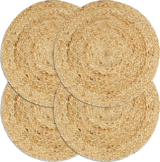 vidaXL Bordmatter 4 stk vanlig naturell 38 cm rund jute