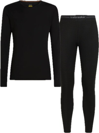 Icebreaker Men Merino 175 Everyday Ls Crewe And Leggings Set Black XL