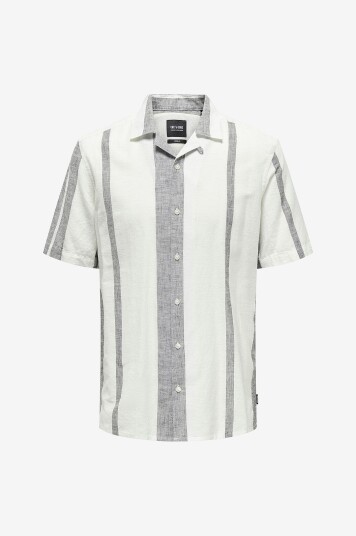 Only & Sons Skjorte onsCaiden SS Stripe Linen Resort Hvit