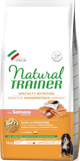 Natural Trainer Tørrfôr Puppy Trainer Natural Sensitive No Gluten & Junior Medium Maxi Med Laks 2 X 12 kg