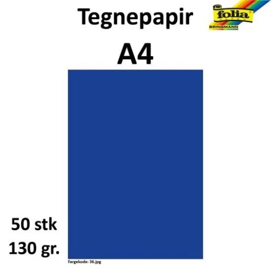 Folia Tegnepapir A4 50 ark, 130g, Marineblå
