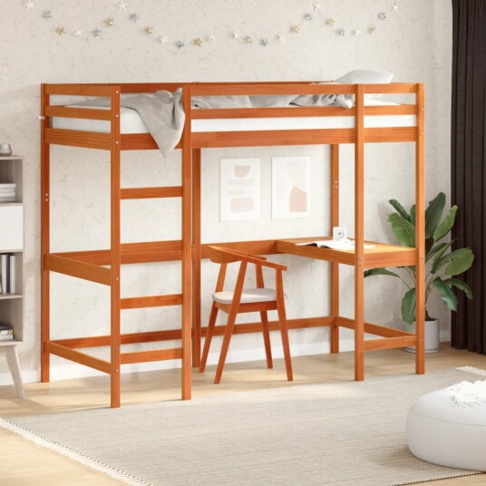 vidaXL Køyeseng voksbrun 90x190 cm heltre furu 8721012429857