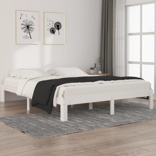 vidaXL Sengeramme hvit heltre furu 160x200 cm