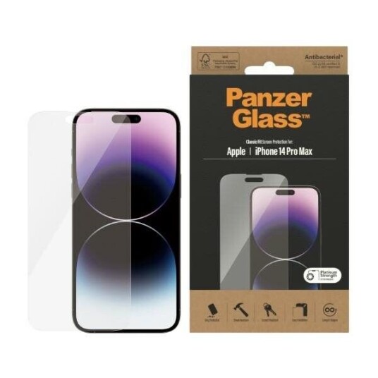 PanzerGlass iPhone 14 Pro Max AntiBakteriell Skjermbeskytter med Klassisk Passform - Gjennomsiktig PanzerGlass iPhone 14 Pro Max AntiBakteriell Skjermbeskytter med Klassisk Passform - Gjennomsiktig