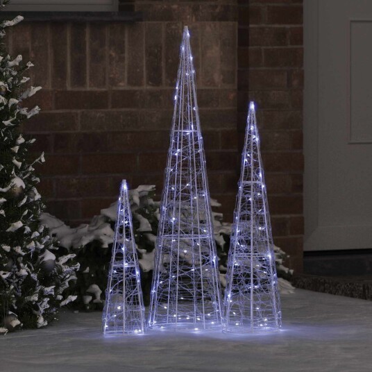 Juletre med 90 LED 3 pcs Kaldhvit 20 x 20 x 80 cm Akryl Juletre med 90 LED 3 pcs Kaldhvit 20 x 20 x 80 cm Akryl