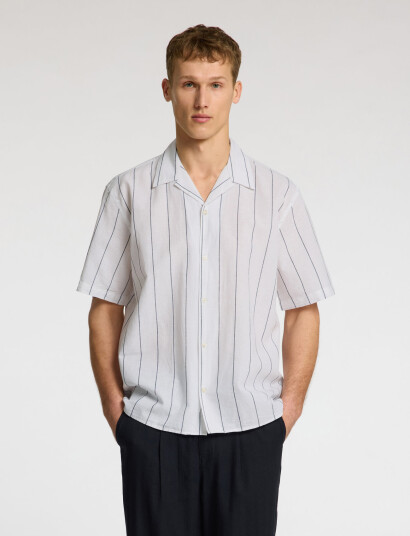 Selected Slhrelaxnew-Linen Shirt Ss Resort - White - S