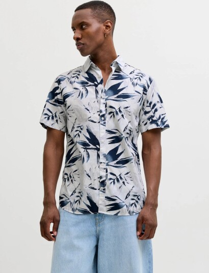 Jack & Jones Jjhonolulu Aop Shirt Ss White S