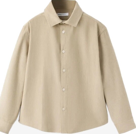 Mango 100% Cotton Corduroy Shirt LT PASTEL BROWN 9