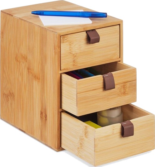 Desk Organizer med 3 skuffer – Bambusoppbevaringsløsning