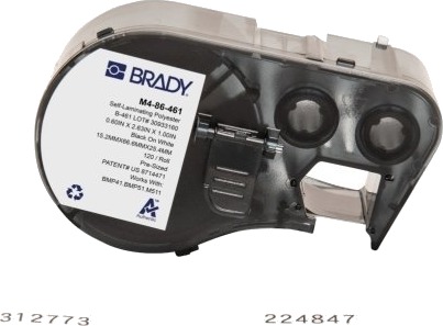 Brady M4 86 461 Sort Hvit Selvklebende Skriveretikett Polyester Trermisk Overføring Akryl Permanent