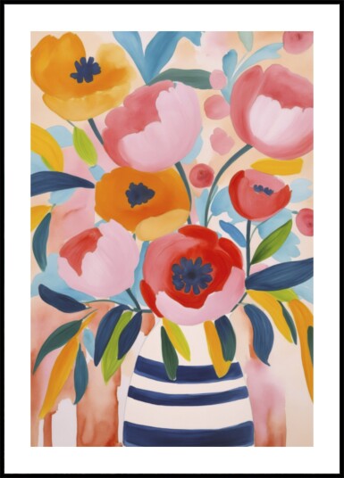 Vibrant Striped Bouquet Plakat / 21x30