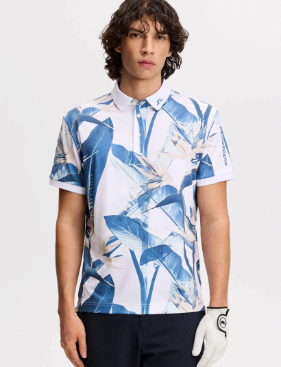 J. Lindeberg Tour Tech Print Polo Blue XXL