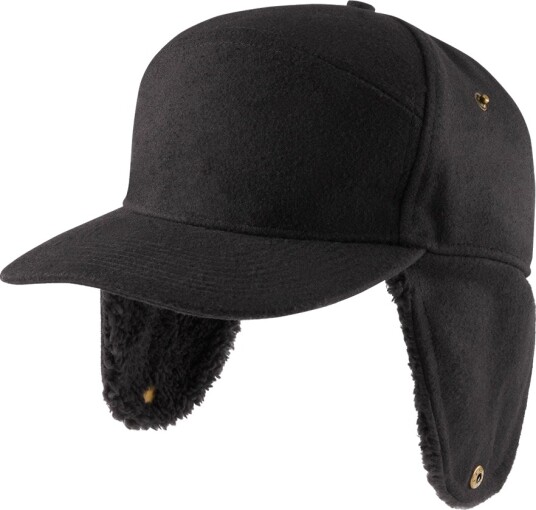 Brandit Flanell Vintercaps / Trapper Hat Svart
