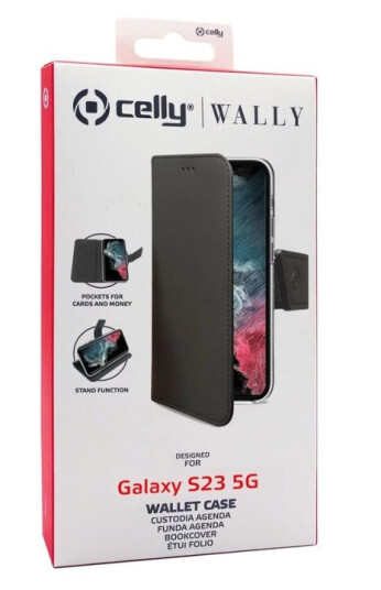 Celly Wally Flip-cover til Samsung Galaxy S23 - Svart Kunstlær Mobildeksel