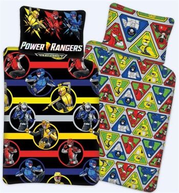 Licens Power Rangers sengetøy 100x140 cm Power Rangers juniorsengetøy 2 i 1 design 100% bomull